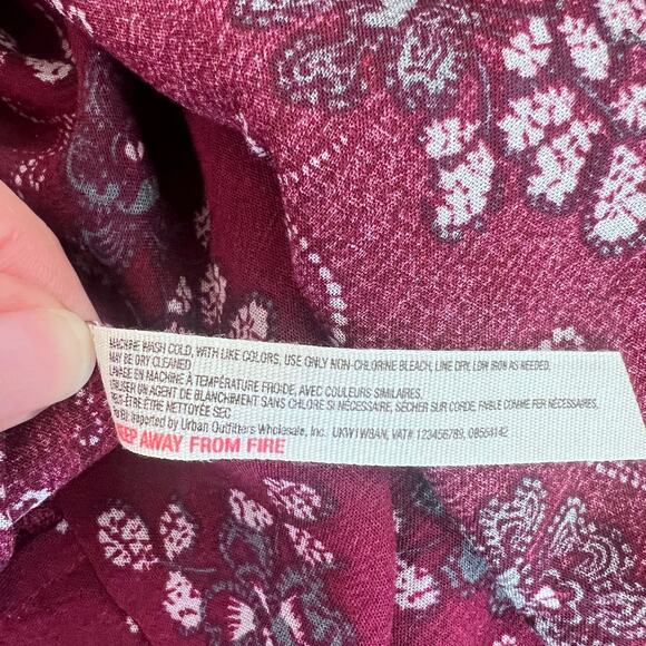 FREE PEOPLE INTIMATELY BURGUNDY LACE FLORAL PRINT SHEER DRESS NIGHTGOWN NWT LG - Picture 14 of 15